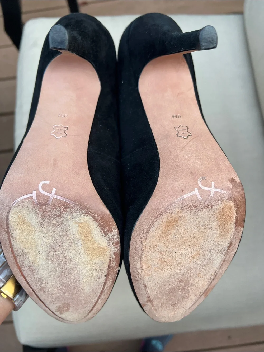 Joan & David Black Suede Classic Pumps Heels Size 9 Leather